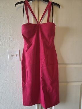 Laundry By Shelli Segal Hot Pink Strappy Midi Dress Size 8